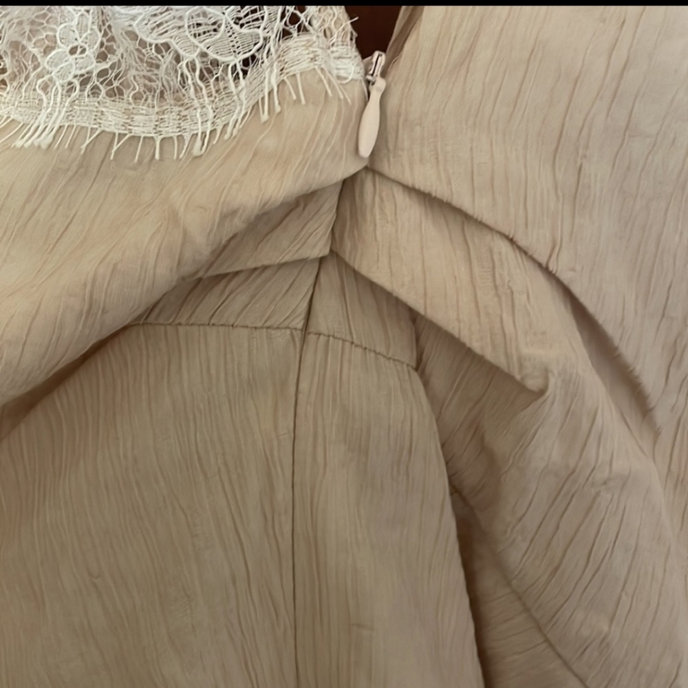 ZARA Asymmetrical Blouse Lace Cami Neutral Beige Blogger Fav XS NWT - Picture 12 of 13